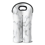 White Grey Smoke Marble Print Double Neoprene Wine Tote