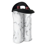 White Grey Smoke Marble Print Double Neoprene Wine Tote