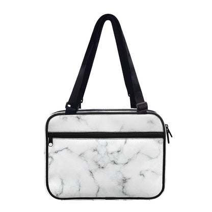 White Grey Smoke Marble Print Double Strap Bible Bag