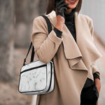 White Grey Smoke Marble Print Double Strap Bible Bag