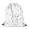 White Grey Smoke Marble Print Drawstring Bag