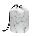 White Grey Smoke Marble Print Drawstring Makeup Bag