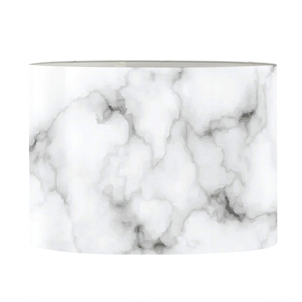 White Grey Smoke Marble Print Drum Lamp Shade