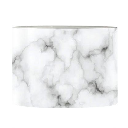 White Grey Smoke Marble Print Drum Lamp Shade