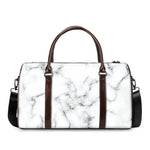 White Grey Smoke Marble Print Duffle Bag