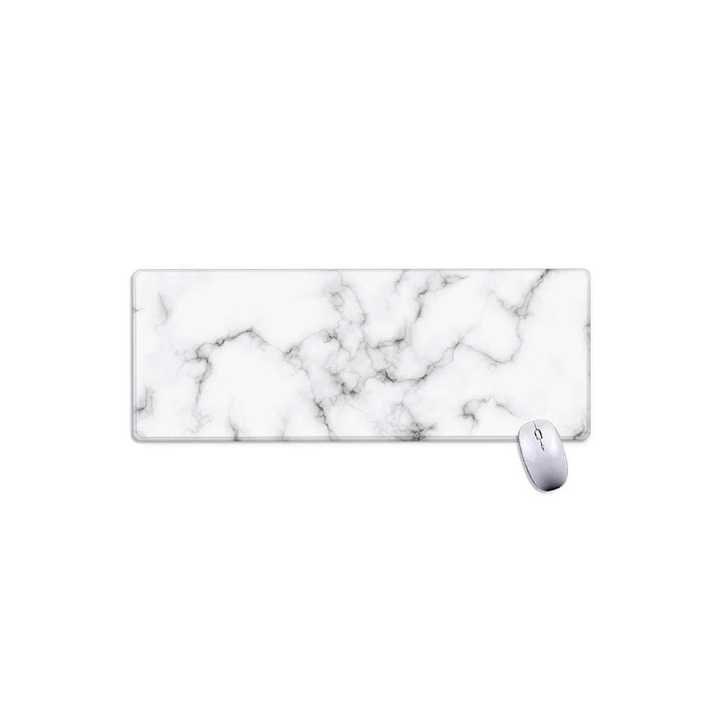 White Grey Smoke Marble Print Extended Mouse Pad