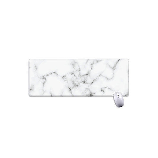 White Grey Smoke Marble Print Extended Mouse Pad