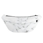 White Grey Smoke Marble Print Fanny Pack