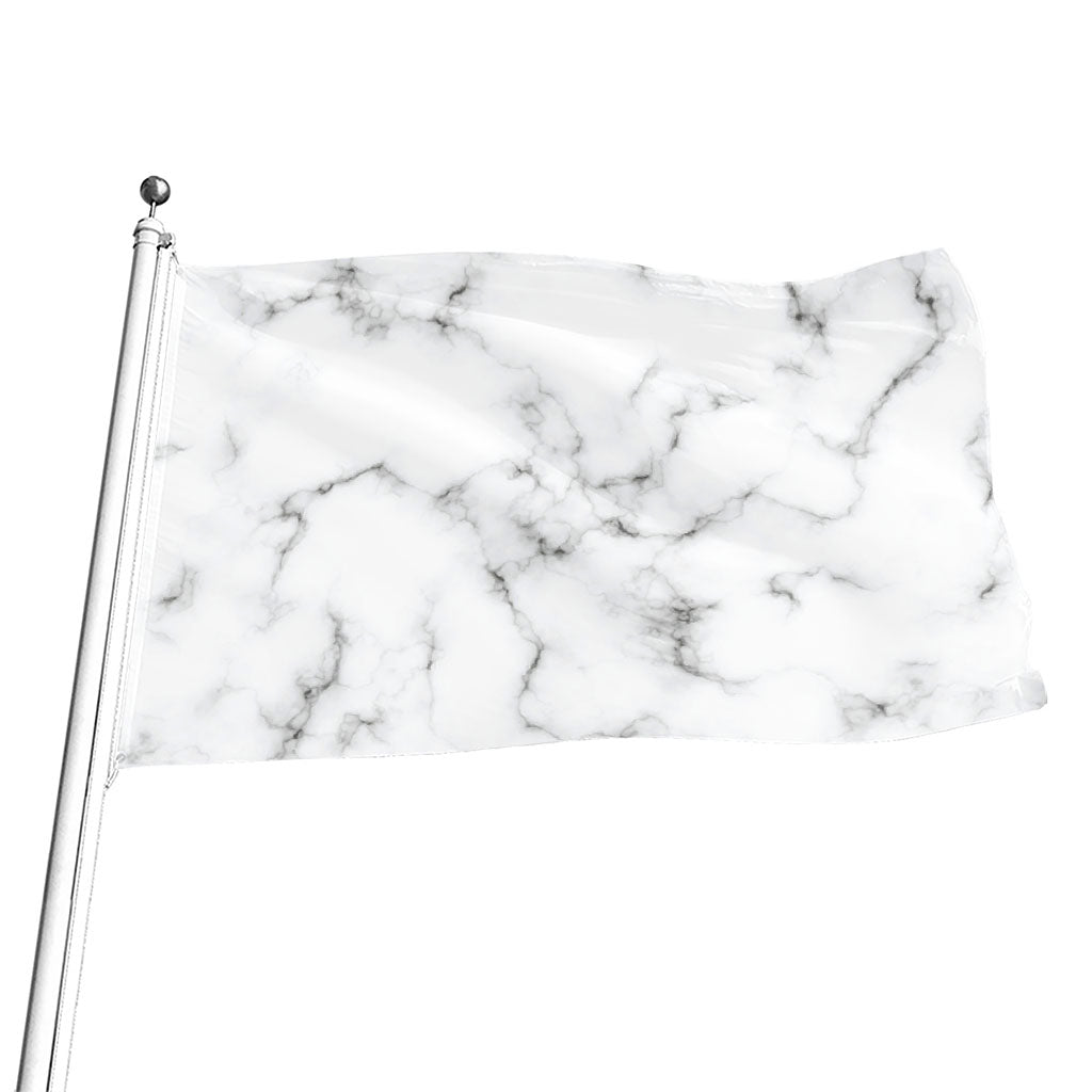 White Grey Smoke Marble Print Flag