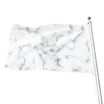 White Grey Smoke Marble Print Flag