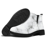 White Grey Smoke Marble Print Flat Ankle Boots