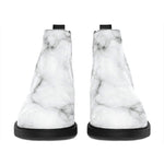 White Grey Smoke Marble Print Flat Ankle Boots
