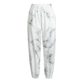 White Grey Smoke Marble Print Fleece Lined Knit Pants