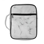 White Grey Smoke Marble Print Front Pocket Bible Bag