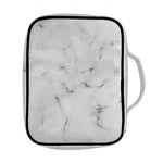 White Grey Smoke Marble Print Front Pocket Bible Bag