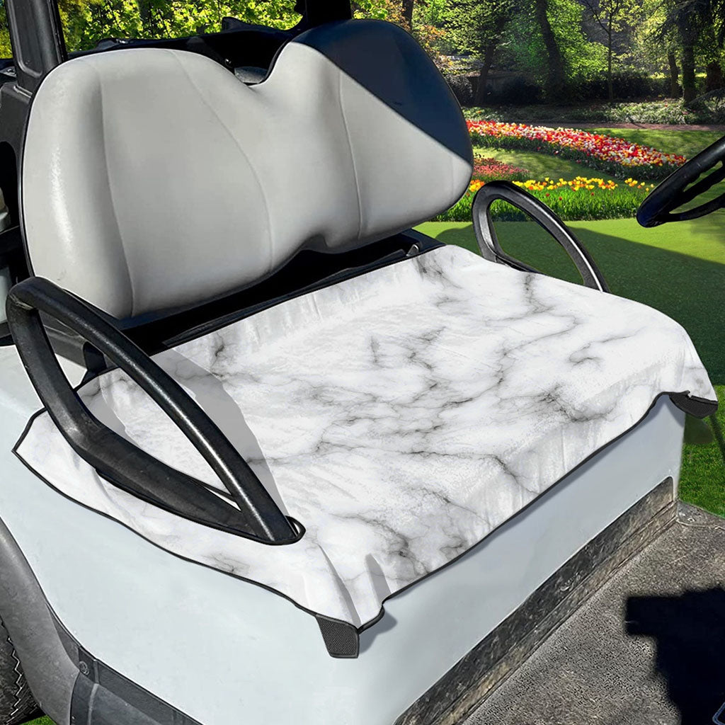 White Grey Smoke Marble Print Golf Cart Seat Cover