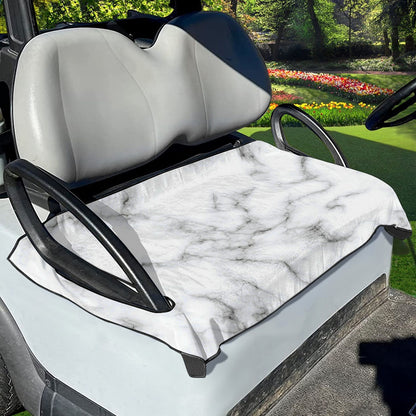 White Grey Smoke Marble Print Golf Cart Seat Cover