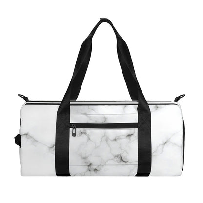 White Grey Smoke Marble Print Gym Bag