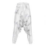 White Grey Smoke Marble Print Hammer Pants