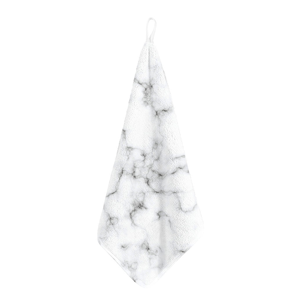 White Grey Smoke Marble Print Hand Towel