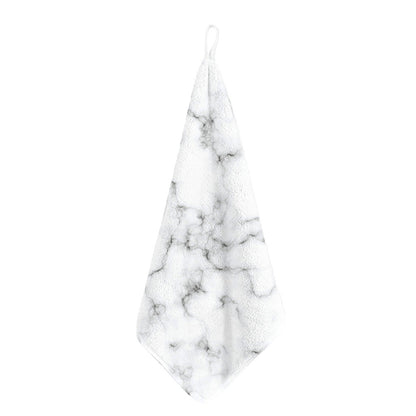 White Grey Smoke Marble Print Hand Towel