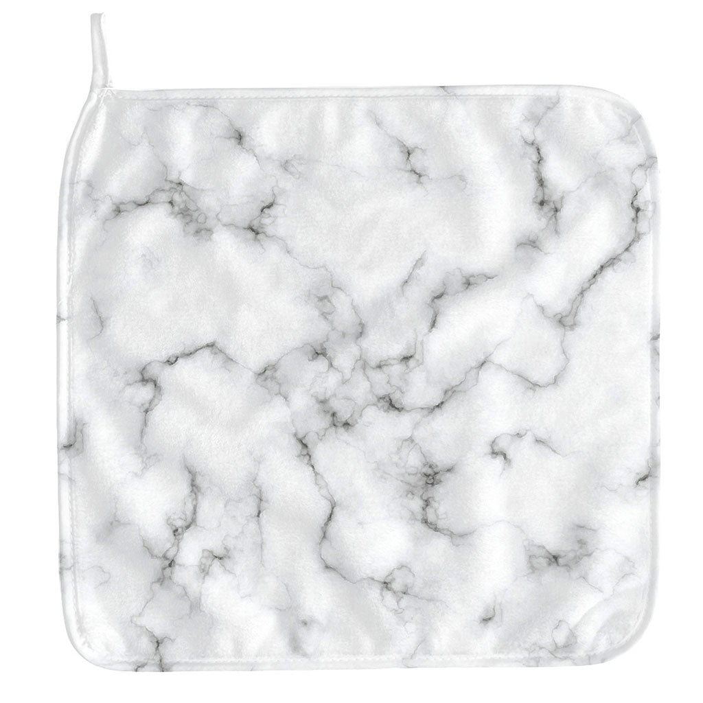 White Grey Smoke Marble Print Hand Towel
