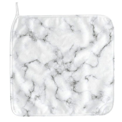White Grey Smoke Marble Print Hand Towel