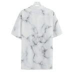 White Grey Smoke Marble Print Hawaiian Shirt