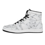 White Grey Smoke Marble Print High Top Leather Sneakers