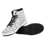 White Grey Smoke Marble Print High Top Leather Sneakers