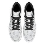 White Grey Smoke Marble Print High Top Leather Sneakers