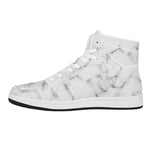 White Grey Smoke Marble Print High Top Leather Sneakers