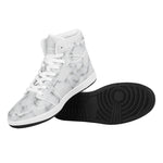 White Grey Smoke Marble Print High Top Leather Sneakers