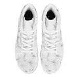 White Grey Smoke Marble Print High Top Leather Sneakers