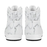 White Grey Smoke Marble Print High Top Leather Sneakers