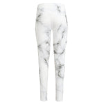 White Grey Smoke Marble Print High-Waisted Pocket Leggings