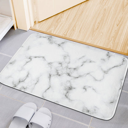 White Grey Smoke Marble Print Indoor Door Mat