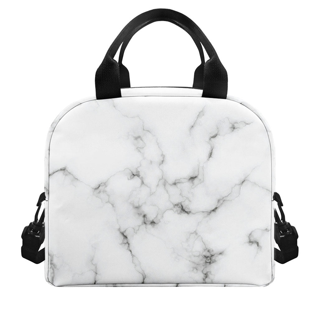 White Grey Smoke Marble Print Insulated Lunch Bag