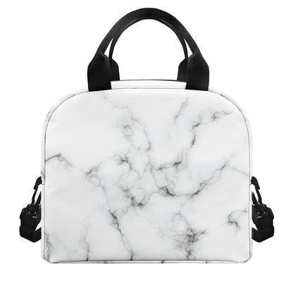 White Grey Smoke Marble Print Insulated Lunch Bag
