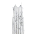 White Grey Smoke Marble Print Jersey Midi Cami Dress