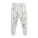 White Grey Smoke Marble Print Jogger Pants