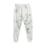 White Grey Smoke Marble Print Jogger Pants