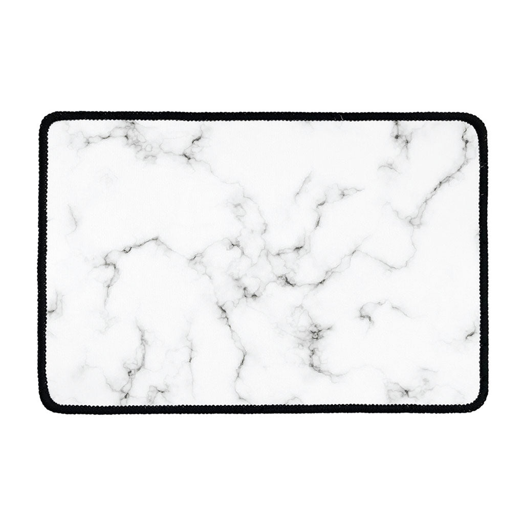 White Grey Smoke Marble Print Kitchen Mat