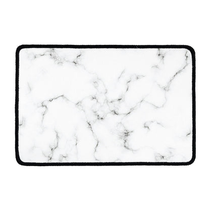 White Grey Smoke Marble Print Kitchen Mat