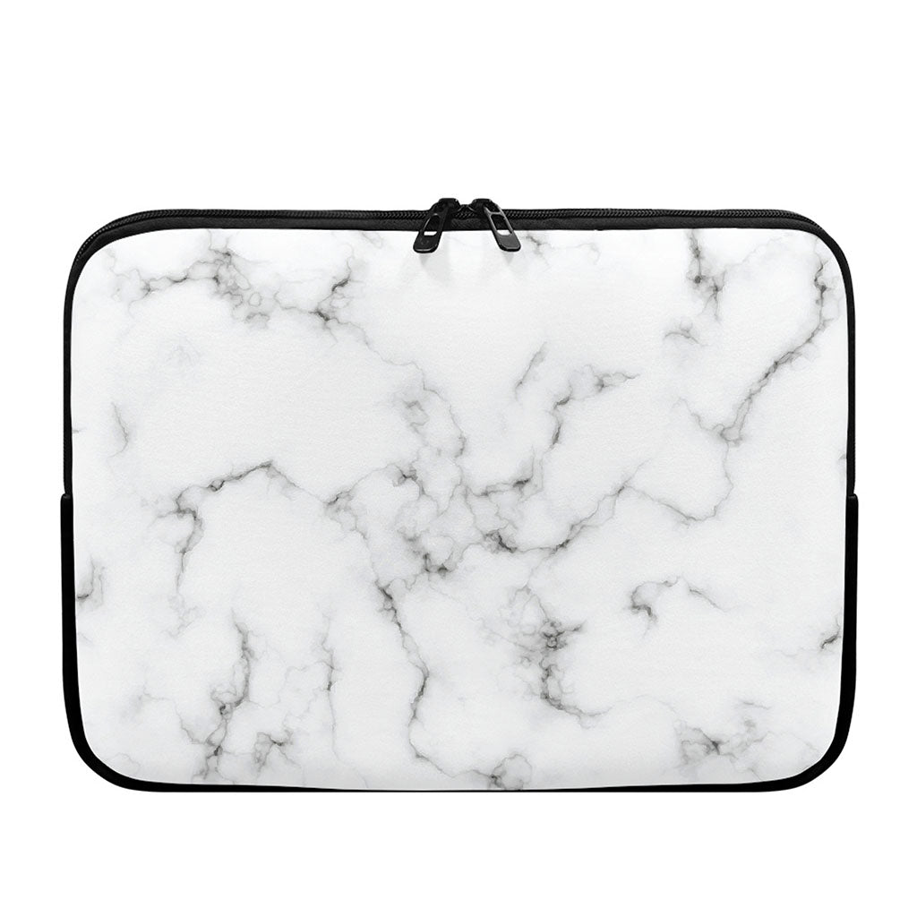White Grey Smoke Marble Print Laptop Sleeve