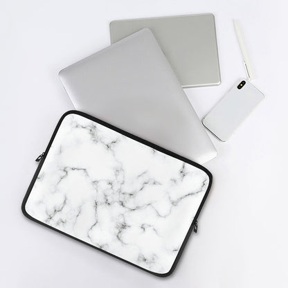 White Grey Smoke Marble Print Laptop Sleeve