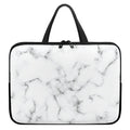 White Grey Smoke Marble Print Laptop Sleeve With Handle