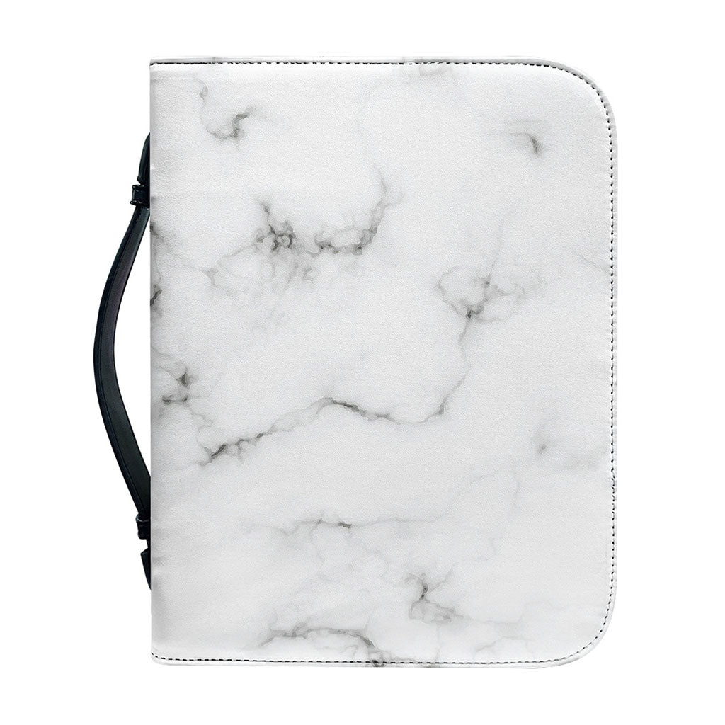 White Grey Smoke Marble Print Leather Bible Cover