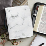 White Grey Smoke Marble Print Leather Bible Cover