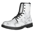 White Grey Smoke Marble Print Lace-Up Boots